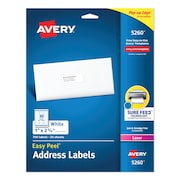 AVERY Easy Peel White Address Labels, Laser Printers, 1 x 2.63, White, PK750 05260